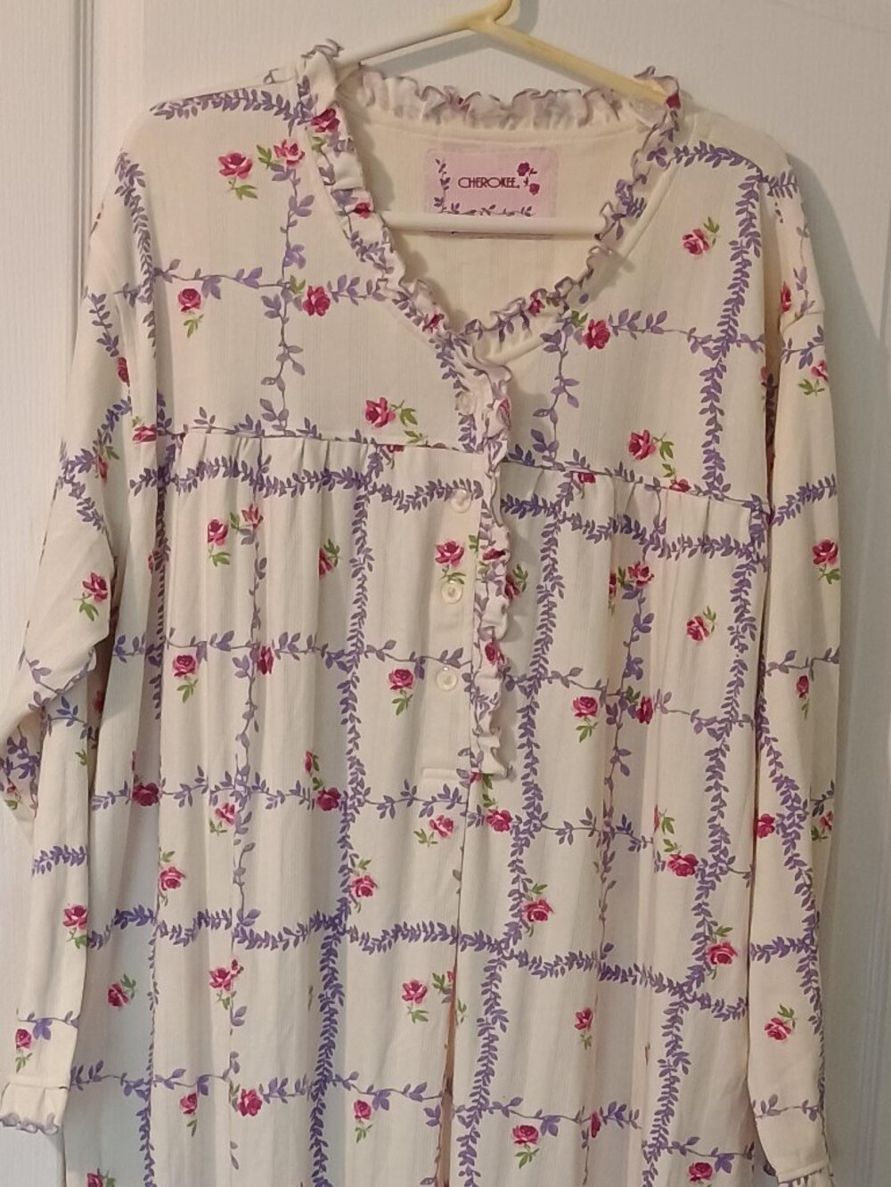 Cherokee/Nightgown/Womens XXXL/Purple Floral Victorian Ruffle Cottagecore Sleepw